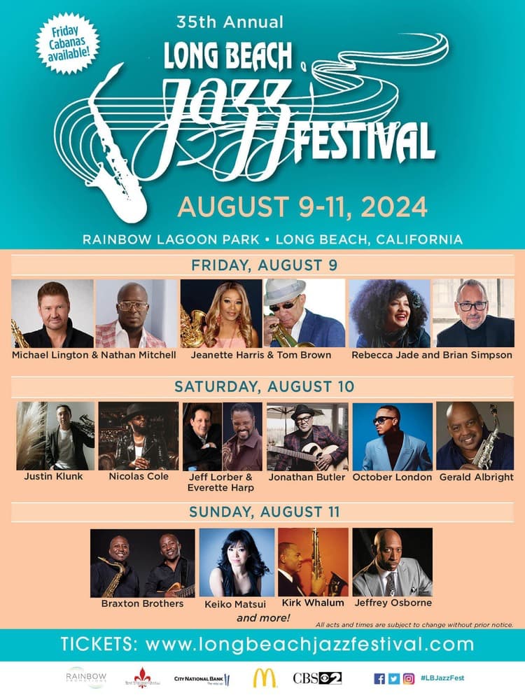 35th Annual Long Beach Jazz Festival at Rainbow Lagoon Park⁣ | Aug 9-11