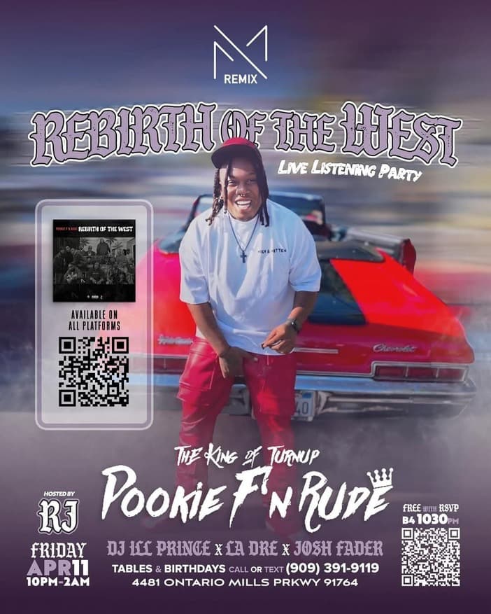 Pookie F'n Rude Rebirth Of The West Live Listening Party ReMix Champange